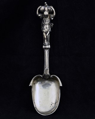 Lot 143 - A Dutch silver-coloured metal spoon, possibly...