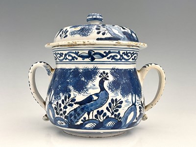 Lot 743 - A William and Mary Bristol Delft posset pot...