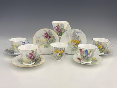 Lot 671 - Shelley, an Art Deco Mode shape tea set of six...