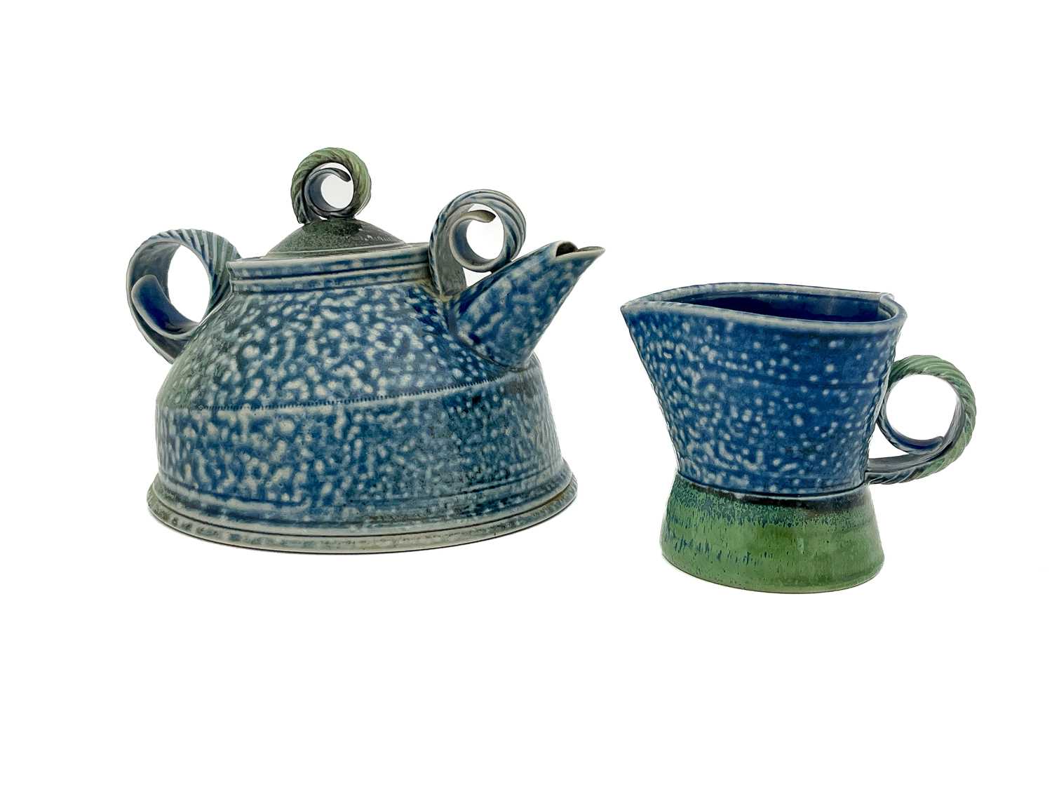 Lot 679 - Jane Hamlyn, a studio pottery teapot, salt...