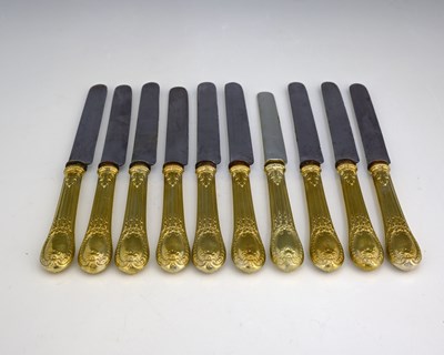 Lot 303 - A set of ten French table knives, the...