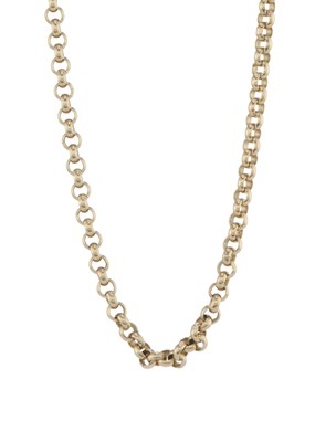 Lot 141 - A 9ct gold belcher-link chain necklace