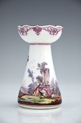 Lot 602 - A Vincennes porcelain candlestick, 1745-50,...