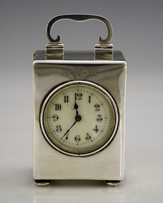 Lot 132 - A Victorian silver miniature carriage clock...