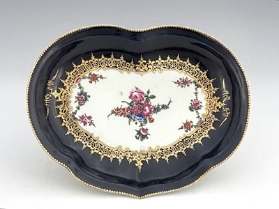Lot 234 - A Worcester polychrome floral strawberry dish,...