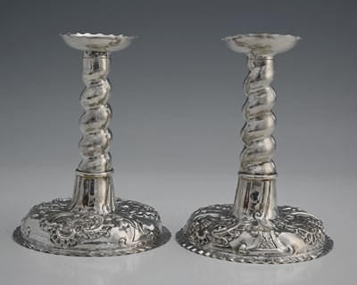 Lot 173 - Germany. A pair of German silver candlesticks,...