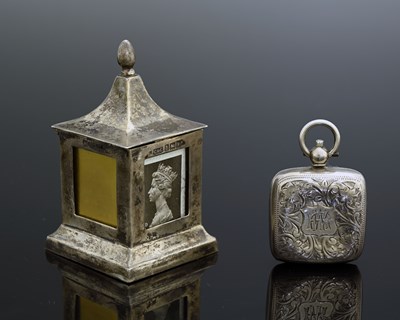 Lot 175 - An Edwardian silver novelty stamp case or...