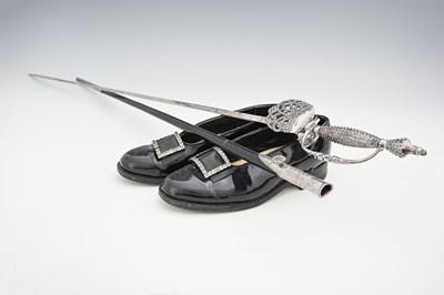 Lot 263 - A court sword and patent leather dress shoes...