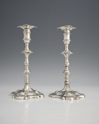 Lot 184 - A pair of early George III silver cast...