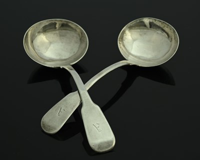 Lot 120 - A pair of George IV silver fiddle pattern...