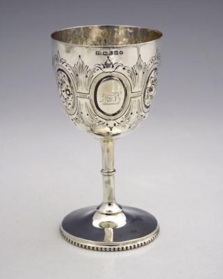 Lot 214 - A Victorian silver goblet, the body with a...