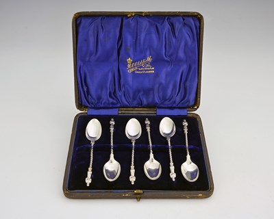 Lot 218 - A cased set of six Victorian silver coffee...