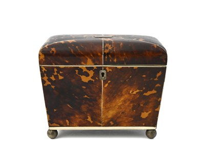 Lot 145 - A Regency tortoiseshell tea caddy, circa 1820,...