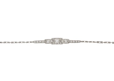 Lot 27 - A Belle Epoque platinum diamond bracelet