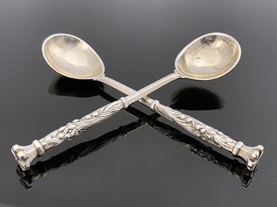 Lot 128 - Omar Ramsden, a pair of Arts and Crafts silver...