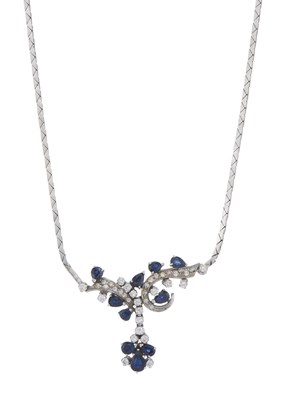 Lot 122 - An 18ct gold sapphire and diamond necklace