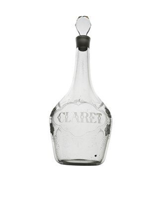 Lot 344 - An engraved glass magnum claret decanter and...