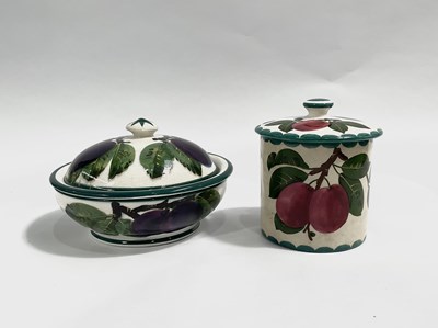 Lot 205 - A Wemyss preserve pot decorated with plumbs,...