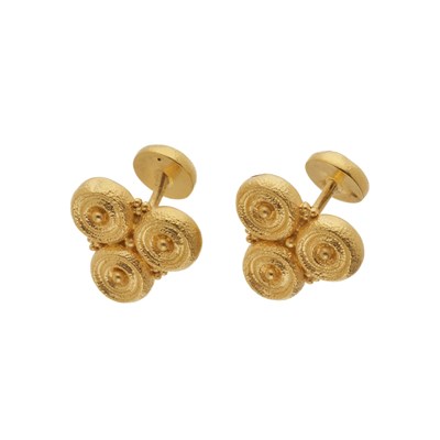 Lot 96 - Ilias Lalaounis, a pair of 22ct gold cufflinks