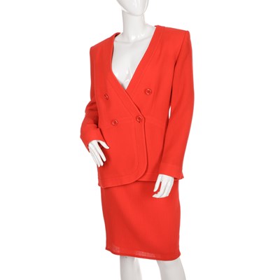 Lot 404 - Yves Saint Laurent, a red two-piece outfit