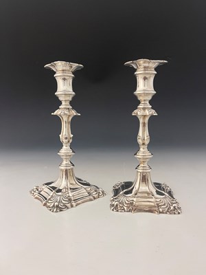 Lot 354 - A pair of Elizabeth II silver candlesticks,...