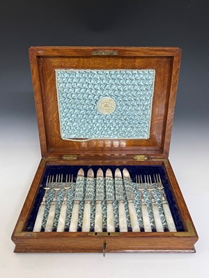 Lot 295 - A cased Victorian dessert part-service, for...