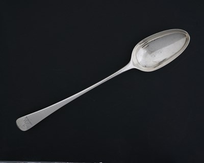 Lot 297 - An Old English pattern silver basting spoon,...