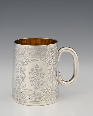 Lot 440 - A Victorian cased silver mug, of slightly...