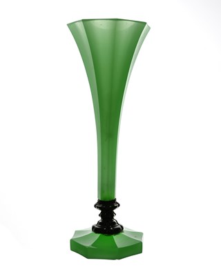 Lot 355 - A green Barfatan opaline glass vase, French or...