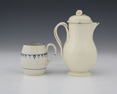 Lot 590 - A Leeds Pottery creamware jug and cover, circa...