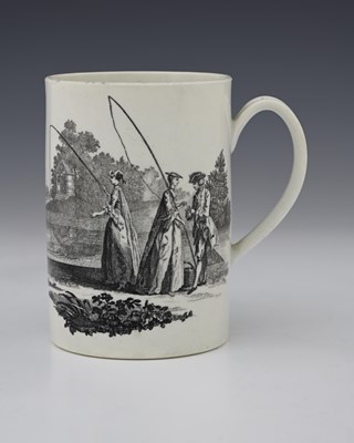 Lot 582 - A Worcester black printed mug, circa 1765,...