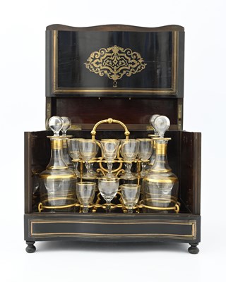 Lot 146 - A 19th century ebony and brass inlaid liqueur...