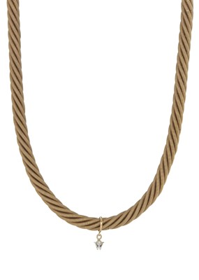 Lot 111 - Wellendorff, an 18ct gold braided rope necklace, with diamond charm