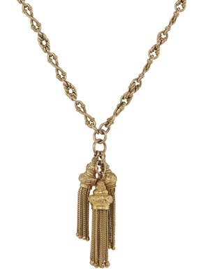 Lot 45 - A late Victorian 9ct gold Albertina necklace, with tassel pendant