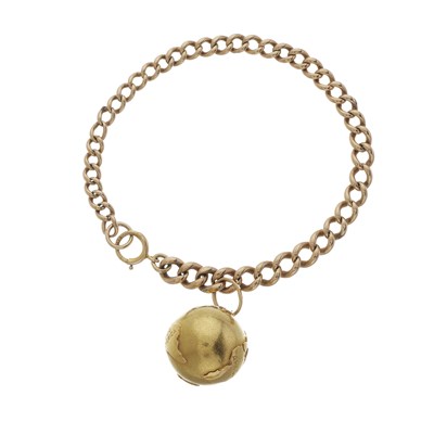 Lot 24 - A late Victorian gold curb-link bracelet, with globe charm