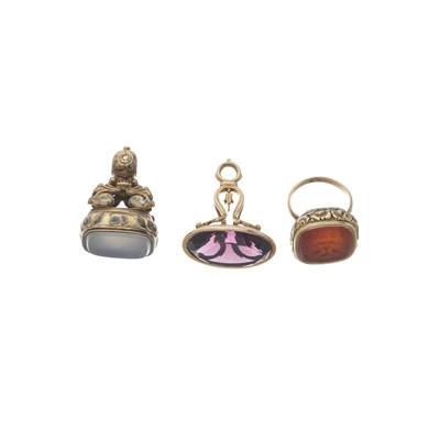 Lot 19 - Three 19th century gem-set fobs