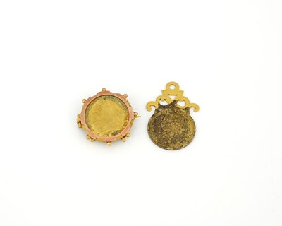 Lot 12 - Two yellow metal coins, mounted