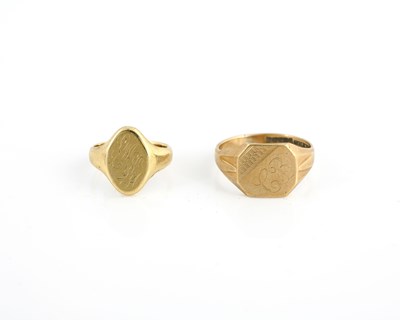 Lot 4 - Two 9ct gold signet rings