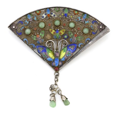 Lot 16 - A Chinese silver filigree, enamelled and gem...