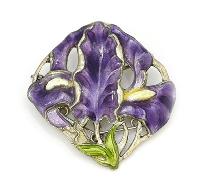 Lot 30 - An Art Nouveau silver and enamelled brooch,...