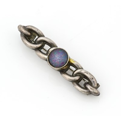 Lot 33 - An Arts and Crafts silver and opal bar brooch,...