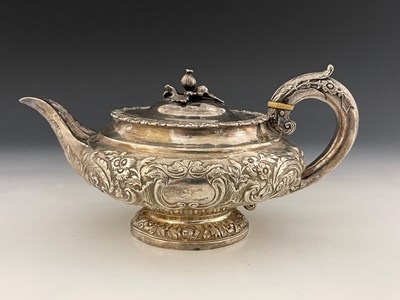 Lot 410 - A George IV Regency silver teapot, of squat...