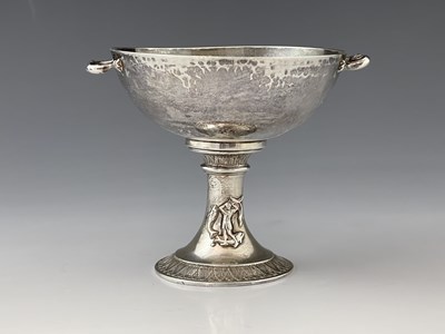 Lot 139 - An Arts and Crafts silver twin handled...