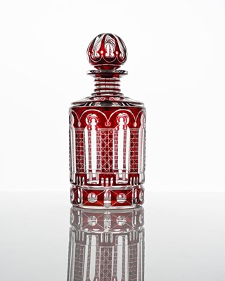 Lot 358 - Baccarat, a cased cut glass perfume bottle,...