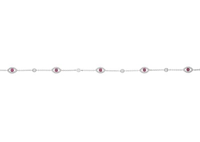 Lot 98 - An 18ct gold ruby and diamond line bracelet