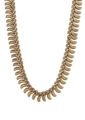 Lot 122 - A mid 20th century 18ct gold fancy-link necklace