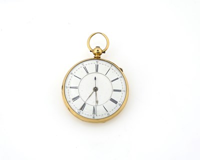 Lot 49 - An 18ct gold open-faced repeat pocket watch,...