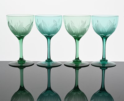 Lot 367 - A set of four early Victorian emerald green...