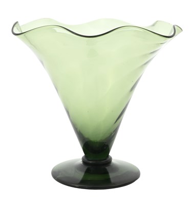 Lot 390 - An Arts and Crafts green glass vase, Stuart...