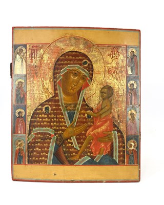 Lot 137 - A Russian icon, 19th Century, a serene mother...